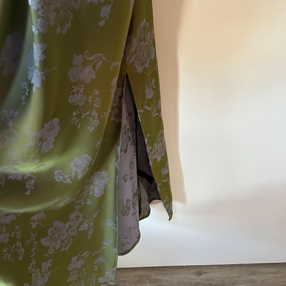 CIDER | Green Floral Cowl Neck Split Midi Dress - Picture 6 of 15